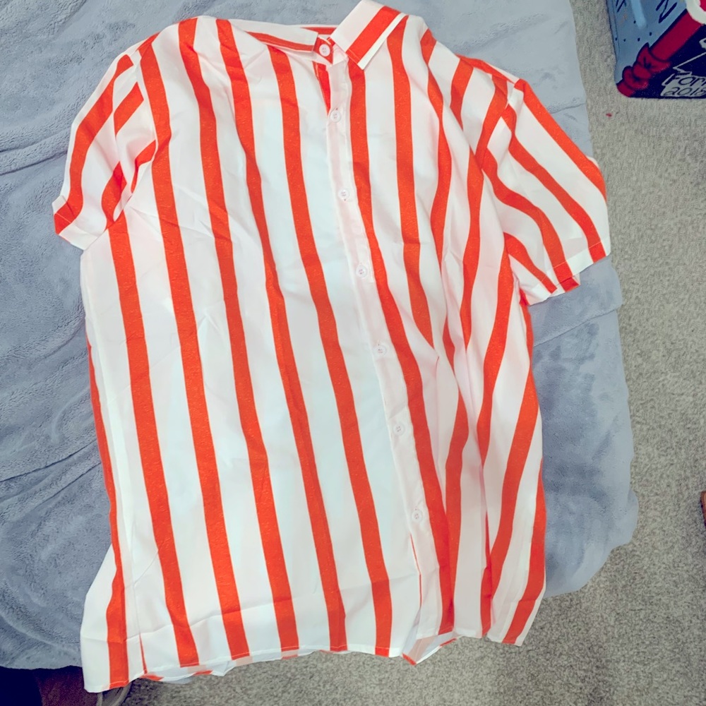 Orange striped casual shirt